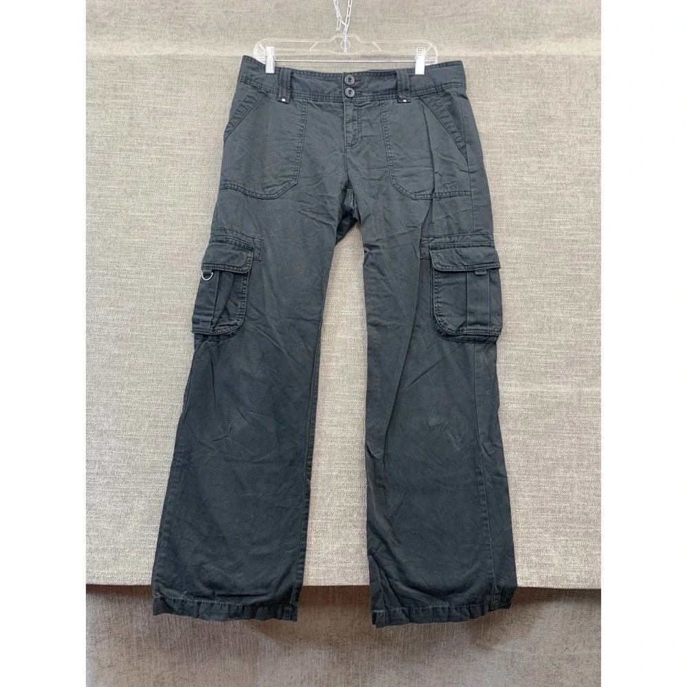 Gap Relaxed Fit Cargo Pants Boys 10 Gray Dark Wash Straight Leg Outdoor Hiking